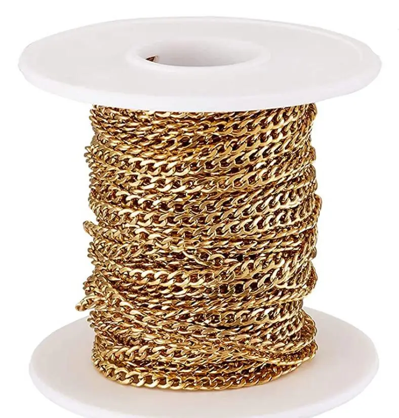 

3Meter Lot 4mm Gold Flat Nk Chain Stainless Steel Jewelry Findings Chain Multi-layer Bracelet Anklet Jewelry Making DIY