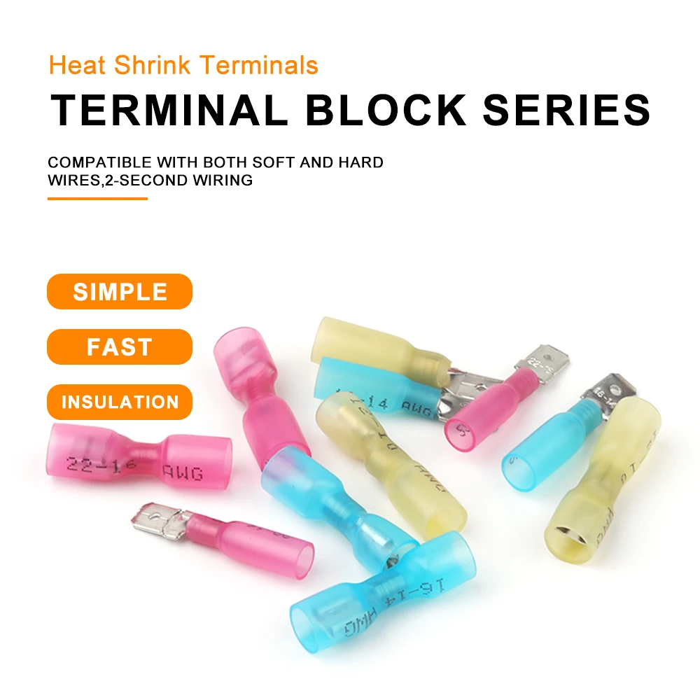 50PCS/25set MDD/FDD Splice Insulated Heat Shrink Spade Crimp Terminal Kit Male Female Butt Quick Electrical Cable Wire Connector - Image 2