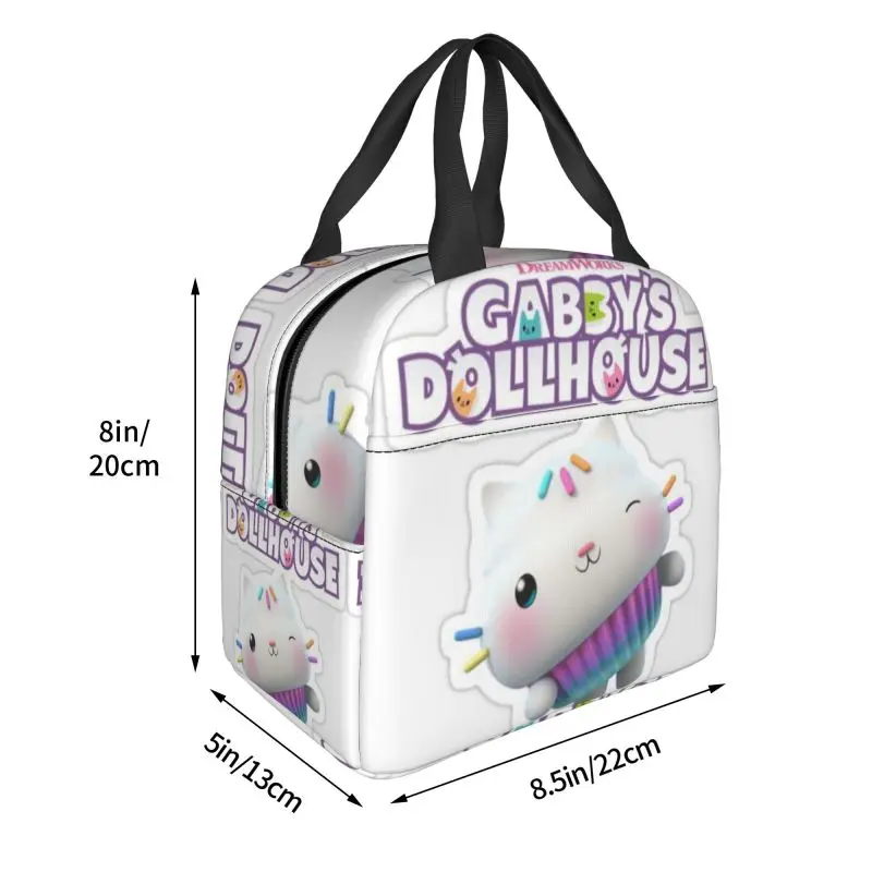 Gabbys Dollhouse Resuable Lunch Box per impermeabile adorabile Cartoon Gabby Thermal Cooler Food Insulated Lunch Bag Office Work