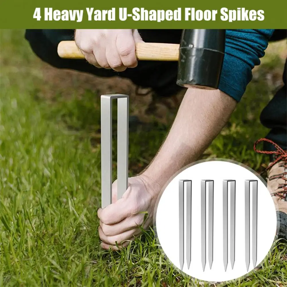 Стабильные колья для двора, садовые грунтовые анкеры для повышенной устойчивости, 4 шт., арочные гвозди, устойчивые к коррозии U-образной формы