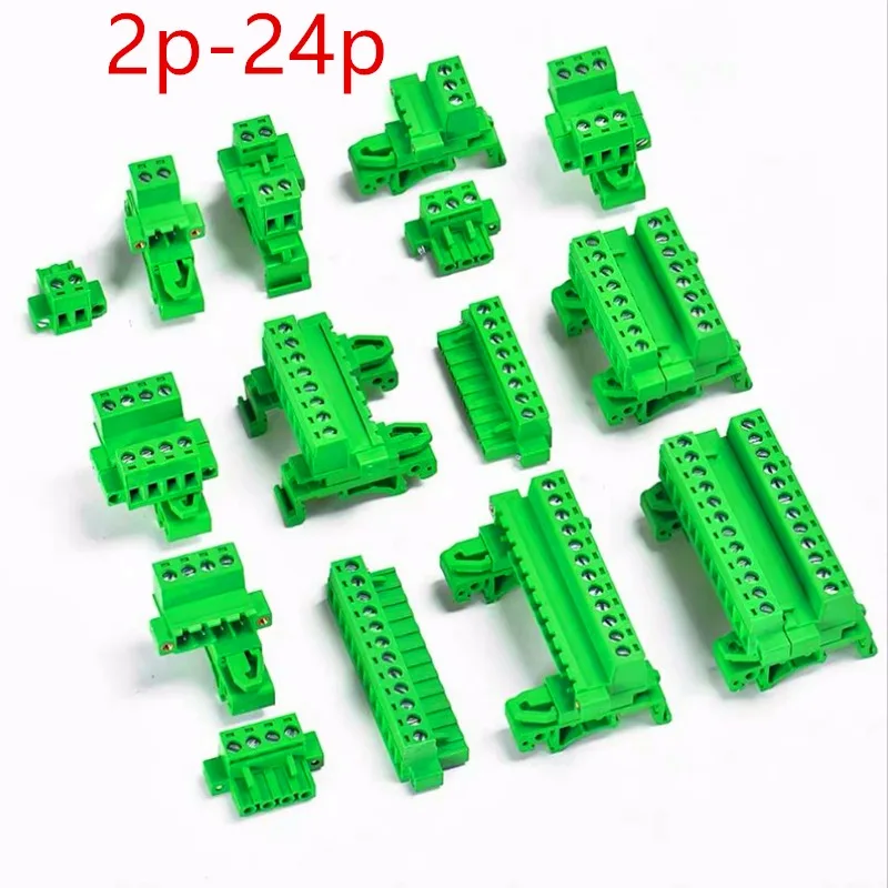 5Sets 2EDG-UKRM Rail Terminal 5.08mm Pitch 35mm Solder-Free with Ear Butt Plug 2-24P Rail Terminal Set for Electronic Components