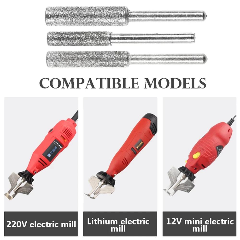 Afilador de motosierra de diamante, amoladora de rebabas recubierta de diamante de 4,0/4,8/5,5mm, molienda de sierra de cadena para herramientas de pulido de madera de Jade y Metal, 6 uds.