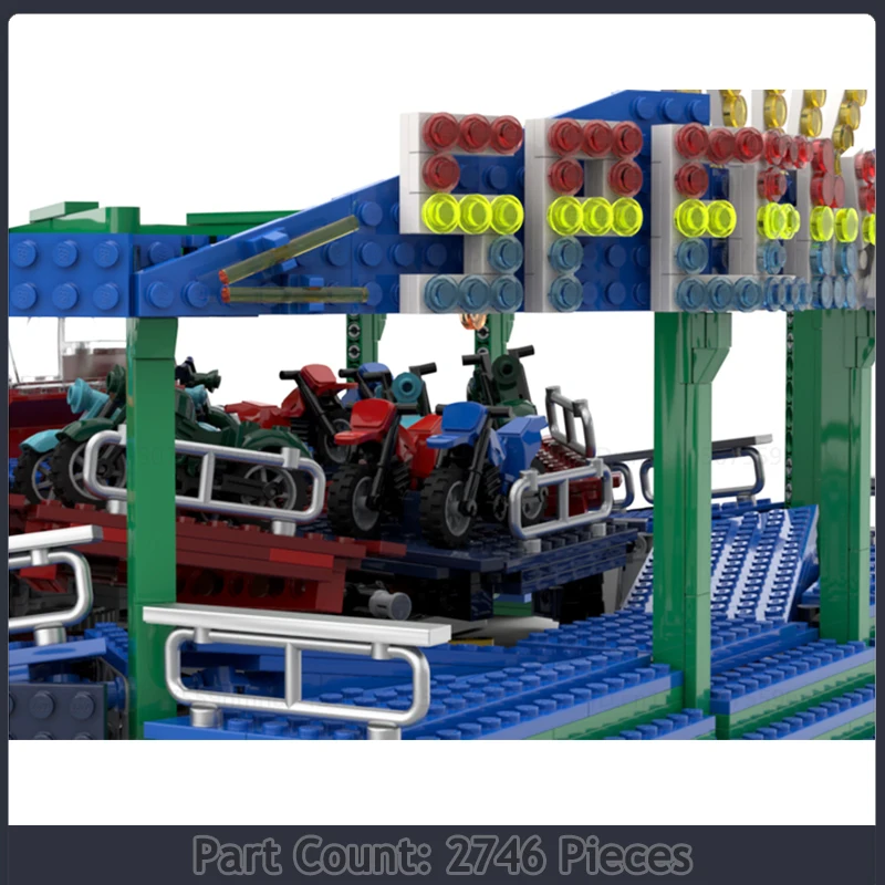 MOC Building Blocks Fairground Speedway GBC Module Motor Machine Technology Bricks Collection Toys Creative Xmas Gifts