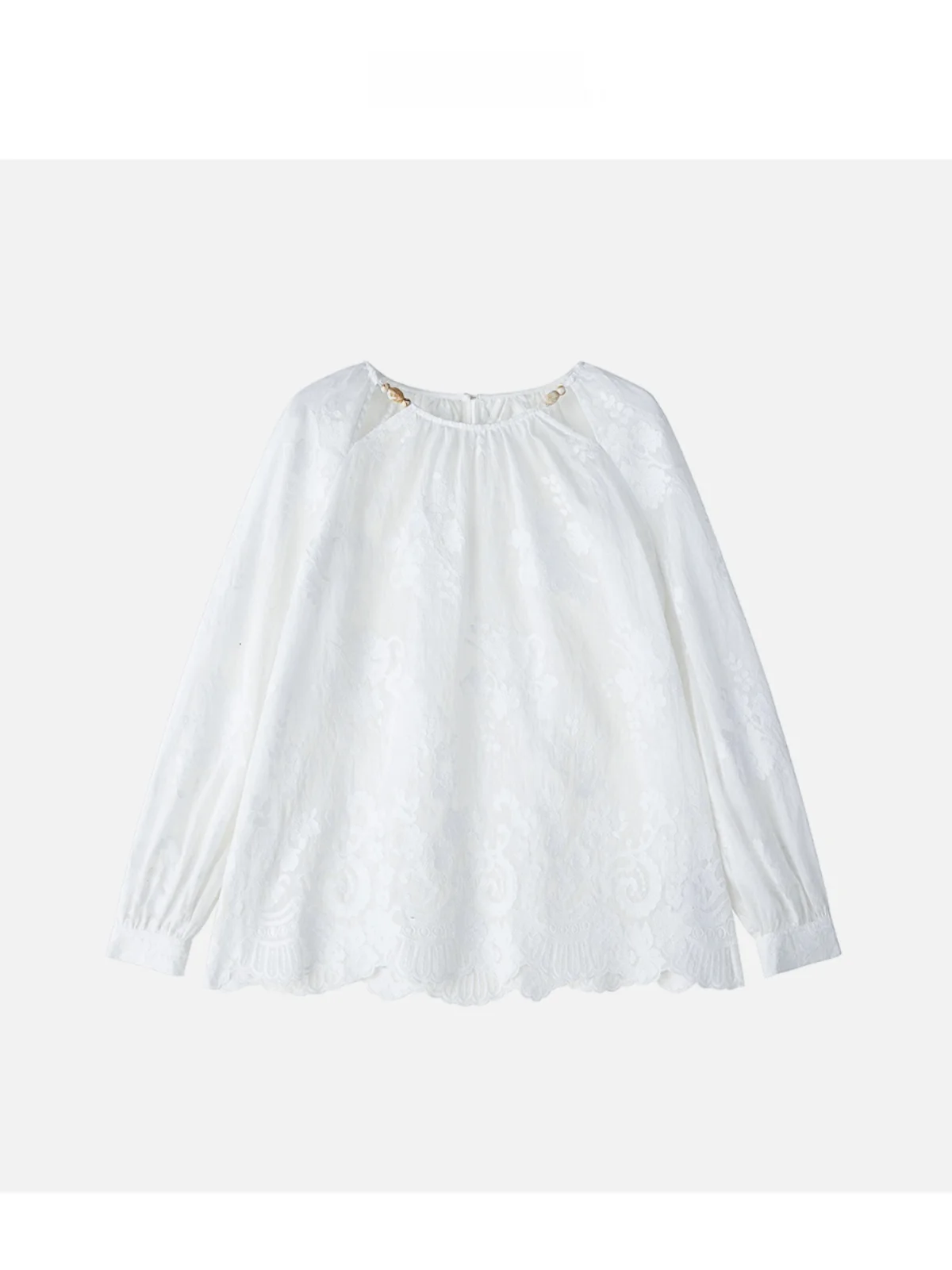 

Ele round Ne Lace Decorative Design Cotton Linen Blouse New Arrival JINGJING2025 High End Feeling Women's irt