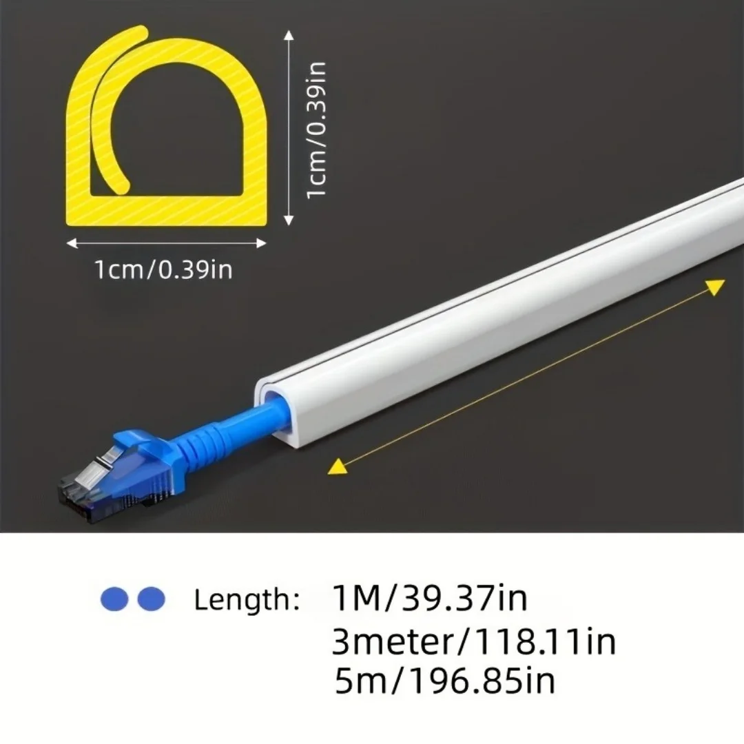 Anti-extrusion Floor Cord Cover Self-Adhesive Durable Extension Wiring Duct Protector Semicircle Arc Electric Wire Slot Wall