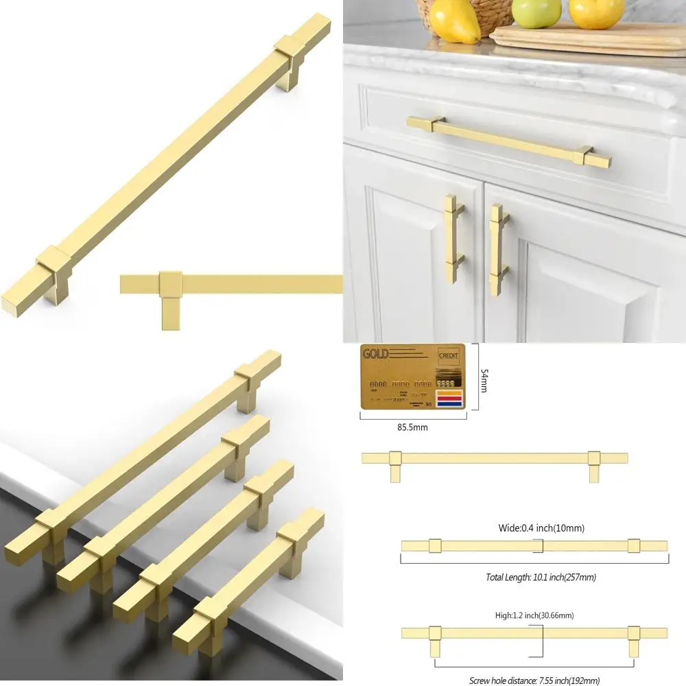 

Набор из 10 матовых золотых ручек для кухонного шкафа диаметром 7,5 дюйма с центральными отверстиями 192 мм для ручек шкафа и модернизации шкафа