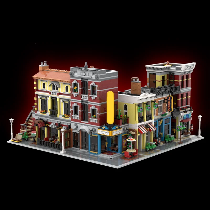 7251개 MOC 재즈 클럽 대체 조립 모듈식 건물 블록 아이디어 STEM STEAM 학습 크리스마스 장난감 선물