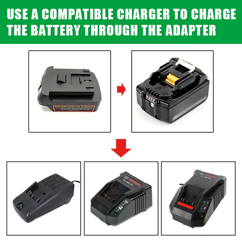 Battery Adapter for Makita BL Series 18V Li-ion Battery Converts To for Bosch BAT Series 18V Li-ion Battery Cordless Power Tools