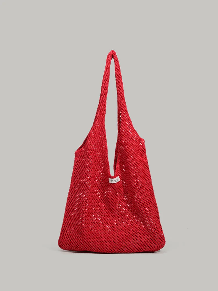 

YIFAN Korean Retro Knitted Straw Woven Bag, Casual and Lazy Style, Hollowed Woven Bag Commuting Large Single Shoulder Tote Bag