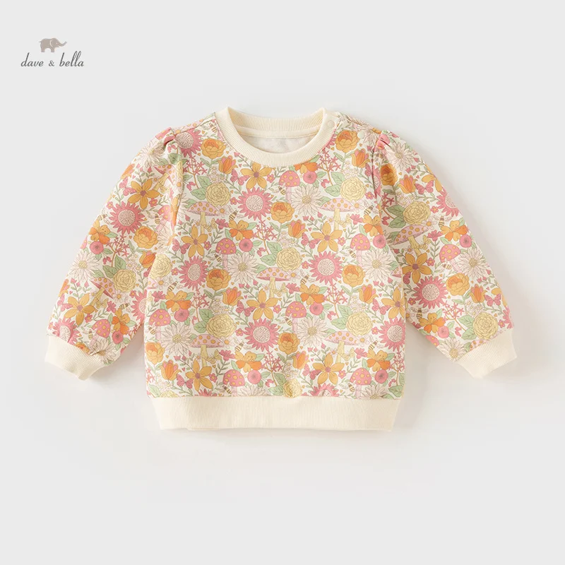 

Dave Bella Kids Girls Boys Sweatshirt Floral Long Sleeve Sweatshirt Spring Pullover Baby children Clothing DB1248542