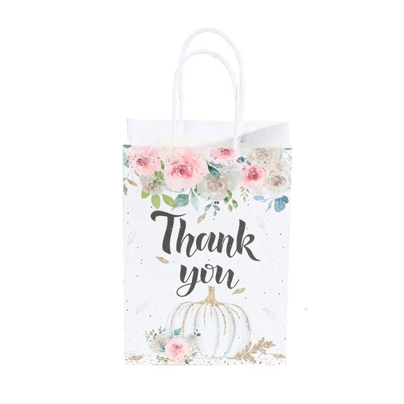 24 Flower Appreciation Gift Bags, Appreciation Retail Bags, Business Bags With Shopping Gift Packaging Handles