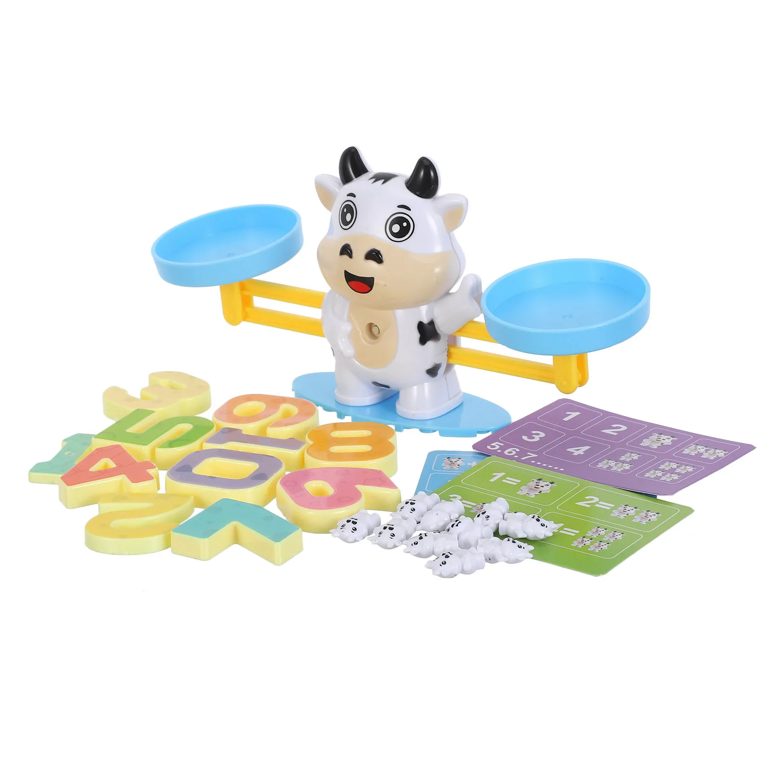 مجموعة مقياس ميزان الرياضيات البقرة، لعبة عد أرقام مونتيسوري، لعبة تعليمية لمرحلة ما قبل المدرسة ورياض الأطفال، واللوازم التعليمية