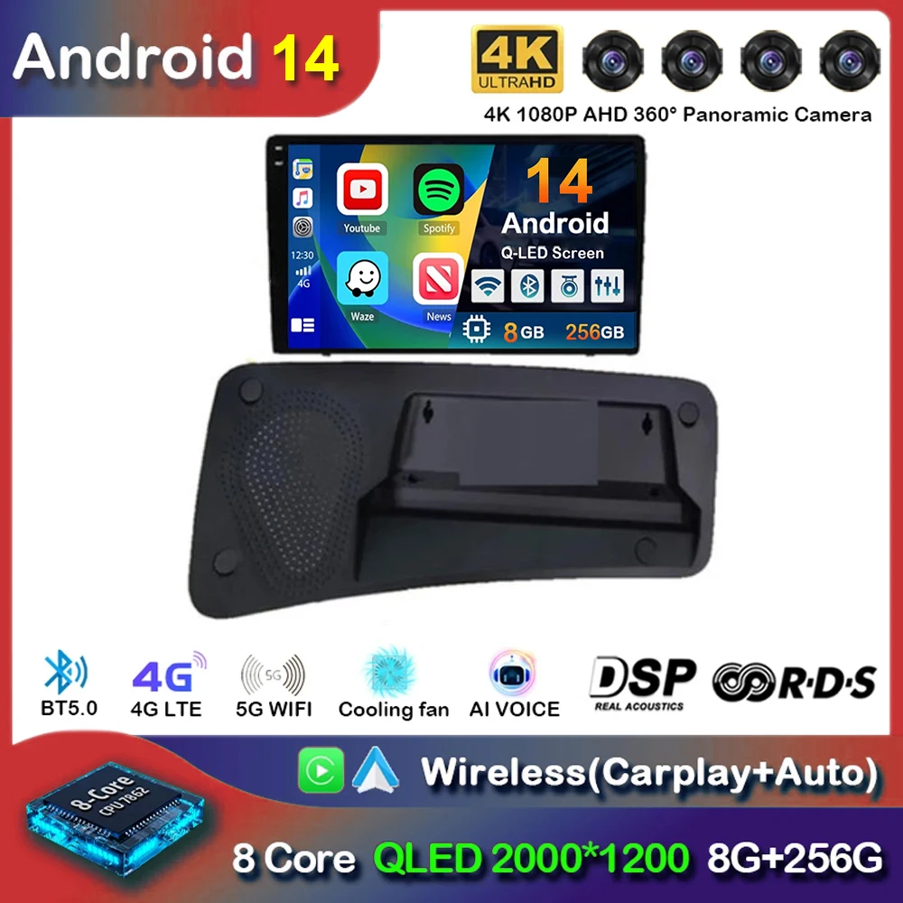 Android 14 Carplay Auto For VOLVO S80 S80L 2006 2007 2008 2009 2010 GPS Autoradio Multimedia Player Navigation Stereo WIFI+4G BT