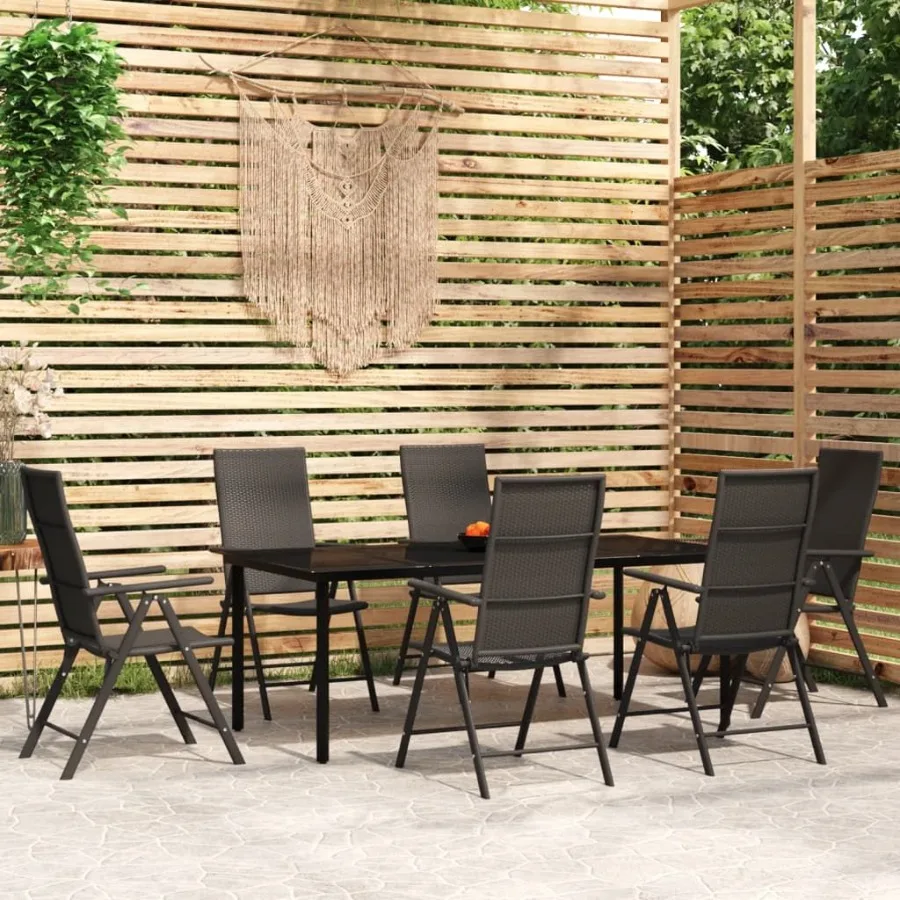 

7 Piece Patio Dining Set Black