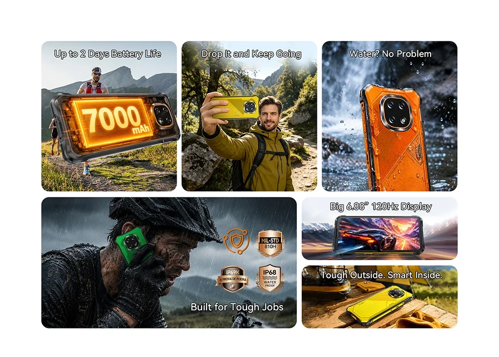 Cubot KingKong ES 5 Android Smartphone 6.88" 120Hz Screen Up to 24GB RAM(12+12GB) 256GB ROM 7000mAh Battery Rugged Phone NFC
