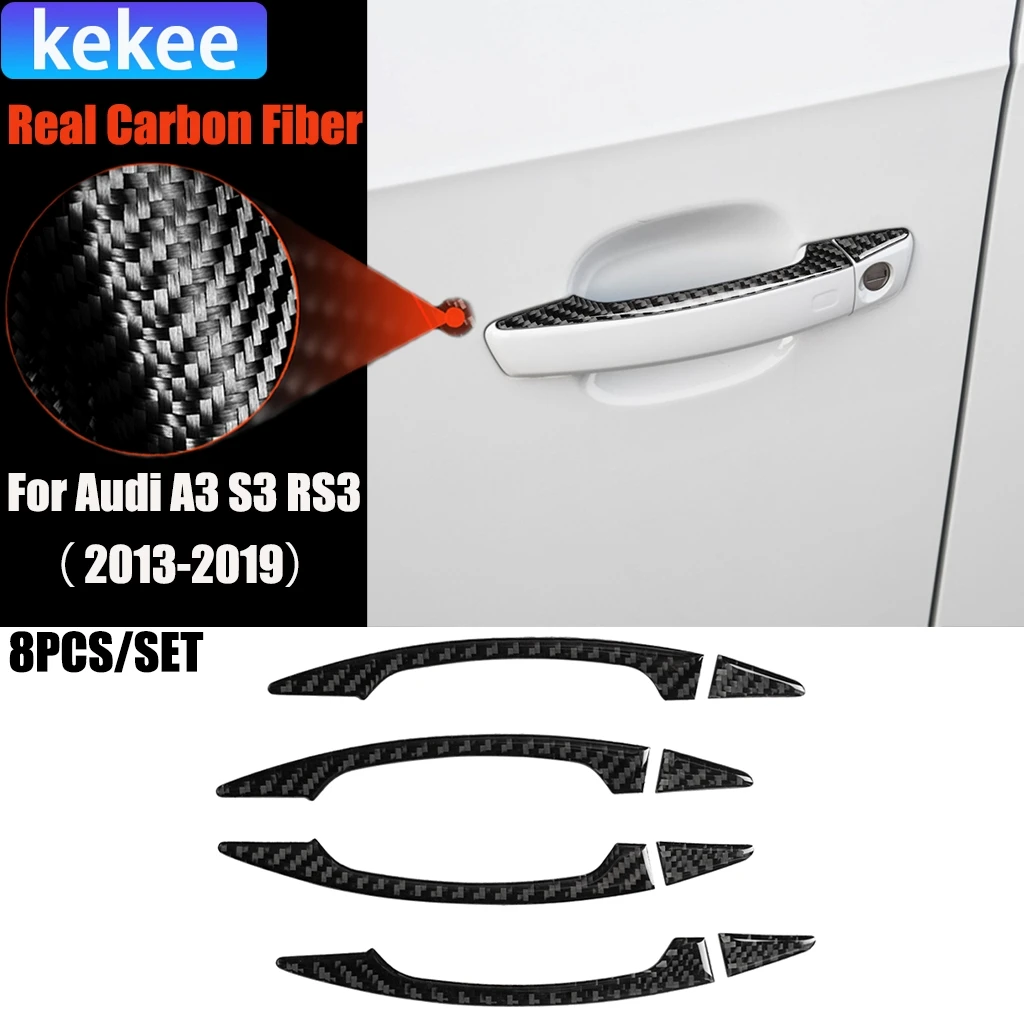 

Carbon Fiber Car Accessories Door Handle Panel Modified Exterior Trim Cover Soft Sticker For Audi A3 S3 RS3 8V 2013-2019