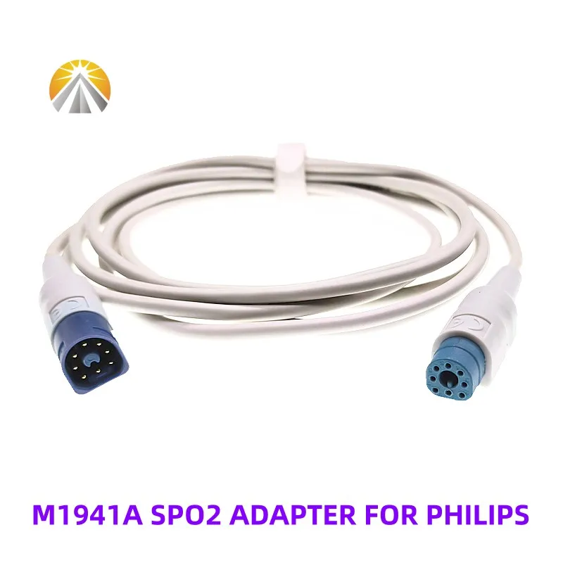 Cabo de extensão de sensor spo2 reutilizável, 8 pinos ou 12 pinos macho para fêmea para philips m1940a m1941a m1943a m1900b monitor de paciente