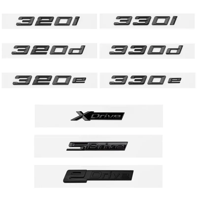 3D Glossy Black 320i 320d 320e 325d 328d 330i 330d 330e 335d 340d Emblem Sticker for BMW Serie 3 E90 E91 E92 F30 F31 F34 G20 G21 - view 3