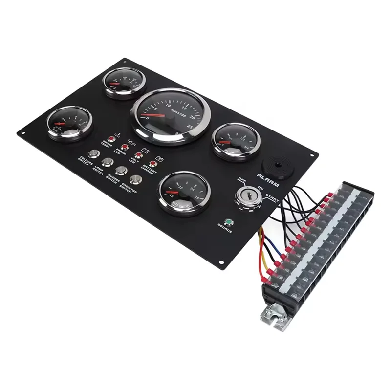 ABJI-RPM pressão de óleo temperatura da água nível combustível tensão 24v medidor digital cluster painel display 7 cores backlight para barco rv