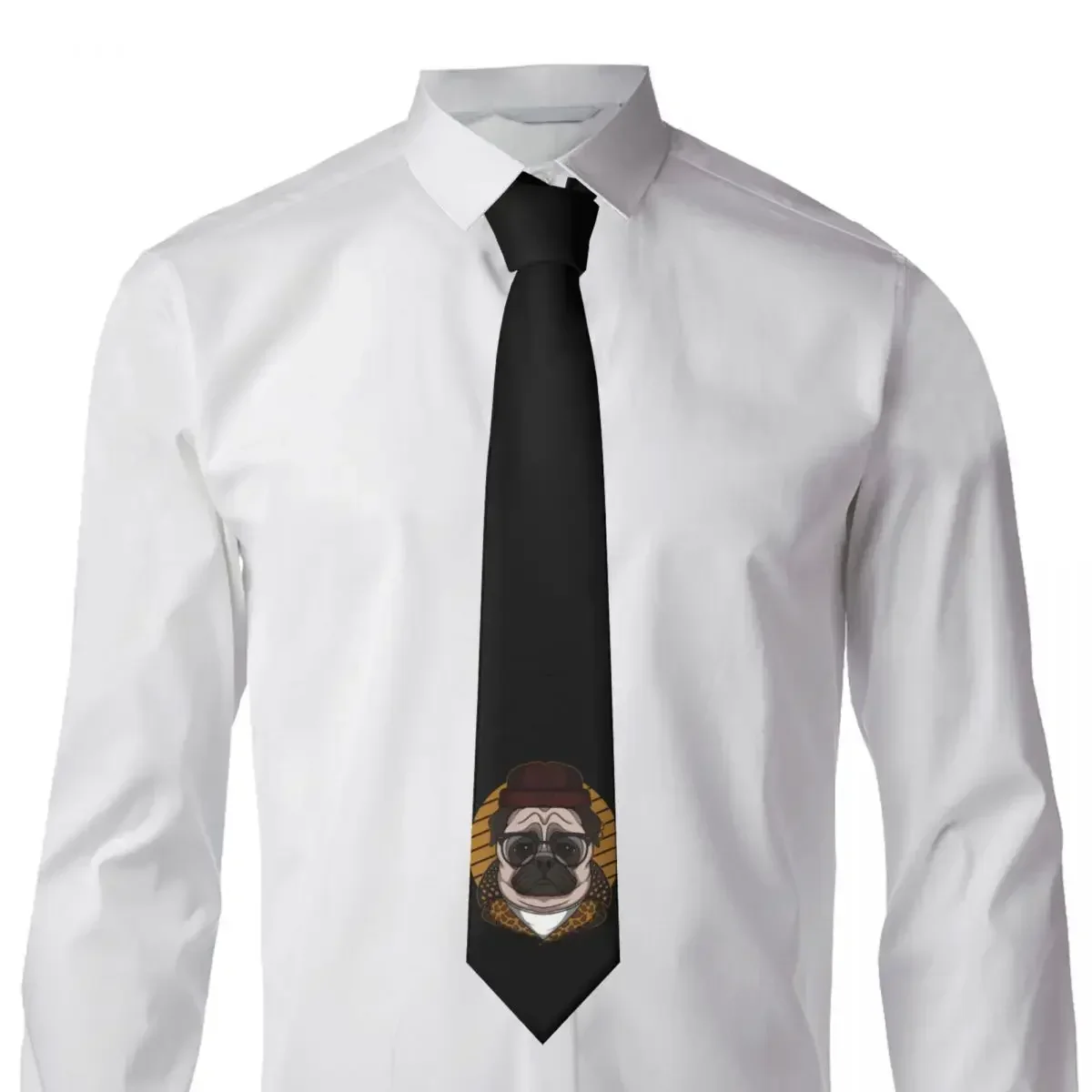 

Fashion Graffiti Tie Pug Dog Cartoon Graphic Neck s Elegant Collar Men Women Daily Wear Party Necktie Accessories