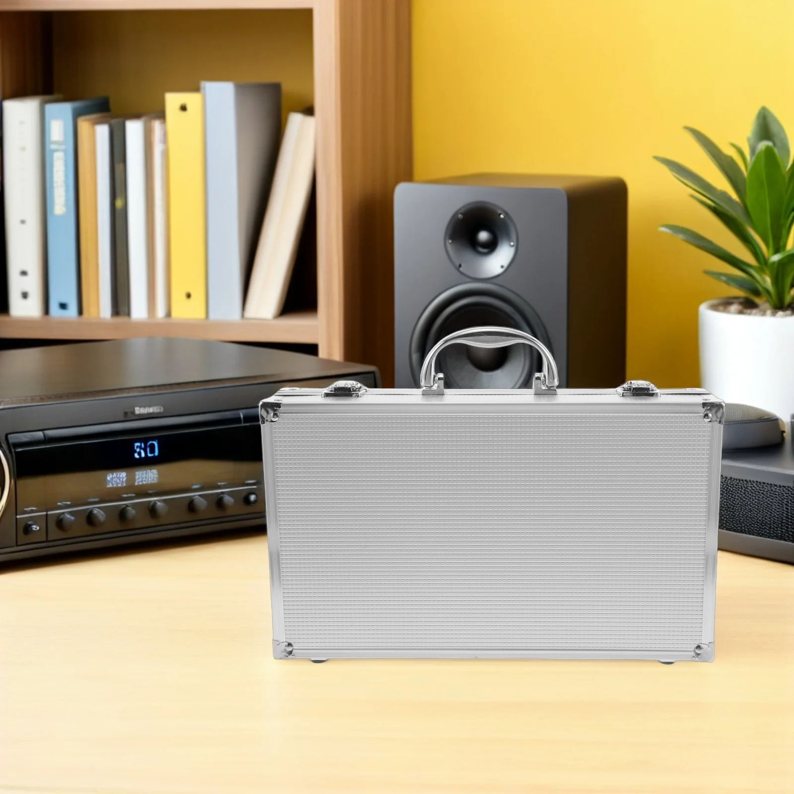 

Wireless Microphone Storage Box Aluminum Alloy Hard Case with Soft Interior Portable Carry Case for Mobile Ktv Outdoor