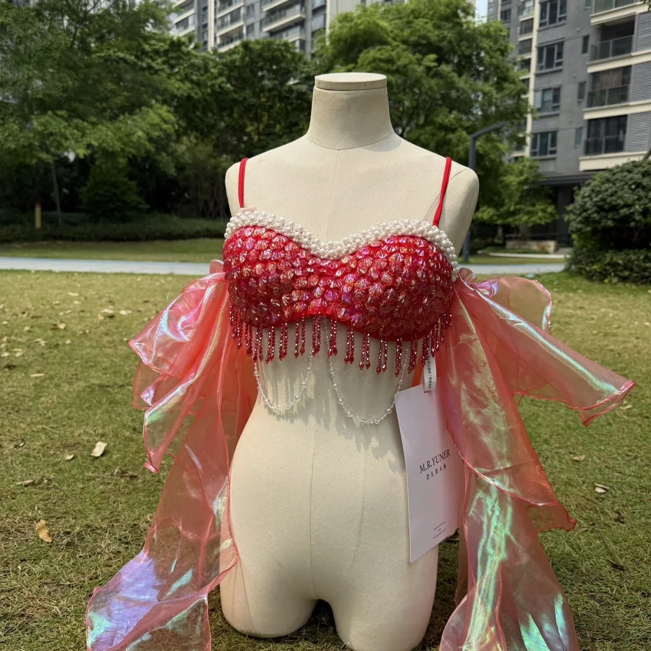 

Summer New Handmade Heavy Work Two-Piece Sewn Mesh Corset European And American Fashion Beach Vacation Outfit