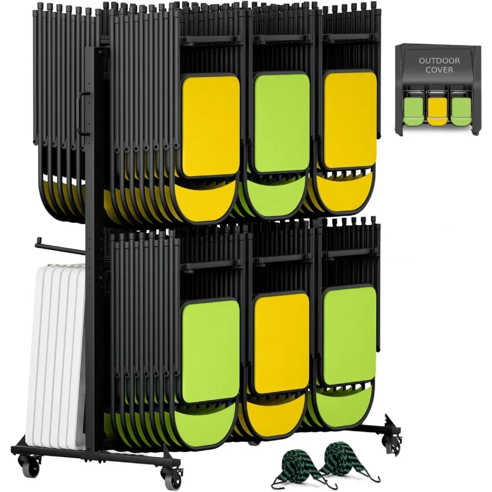

Folding Chair Rack Folding Chair Cart Folding Chair Storage Dolly with Wheels and Holder for 84 Chairs or 12 Tables of 800 LBS C