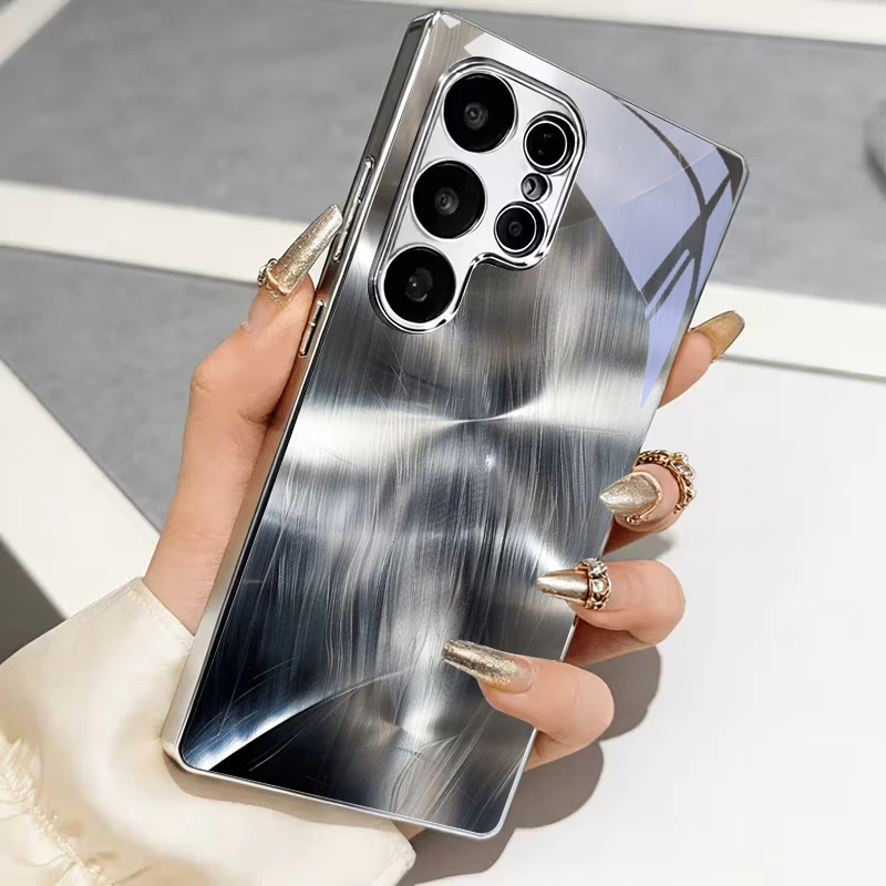 Ripple diagram of steel Electroplated Silver Phone Case For Samsung A31 A51 A71 A12 A22 A32 A42 A52 A06 A16 A17 A37 A57 Cover