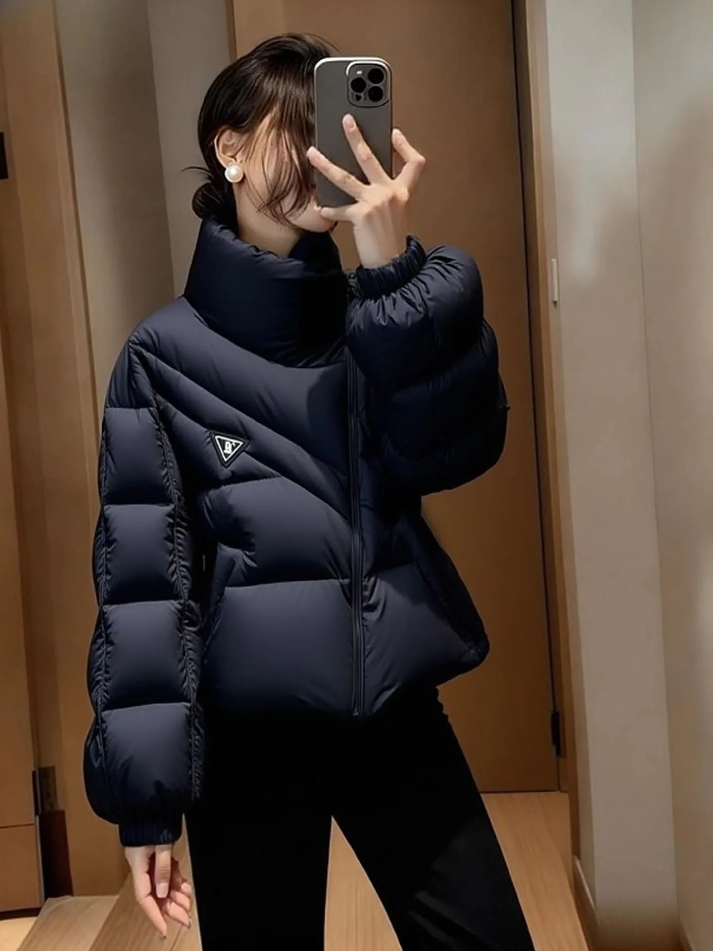 

Sli ort Puffer Jaet Women's Bla Foamy down Coat Winter Thi Outerwear Korean Sle Commute Faion Warm Daily Use