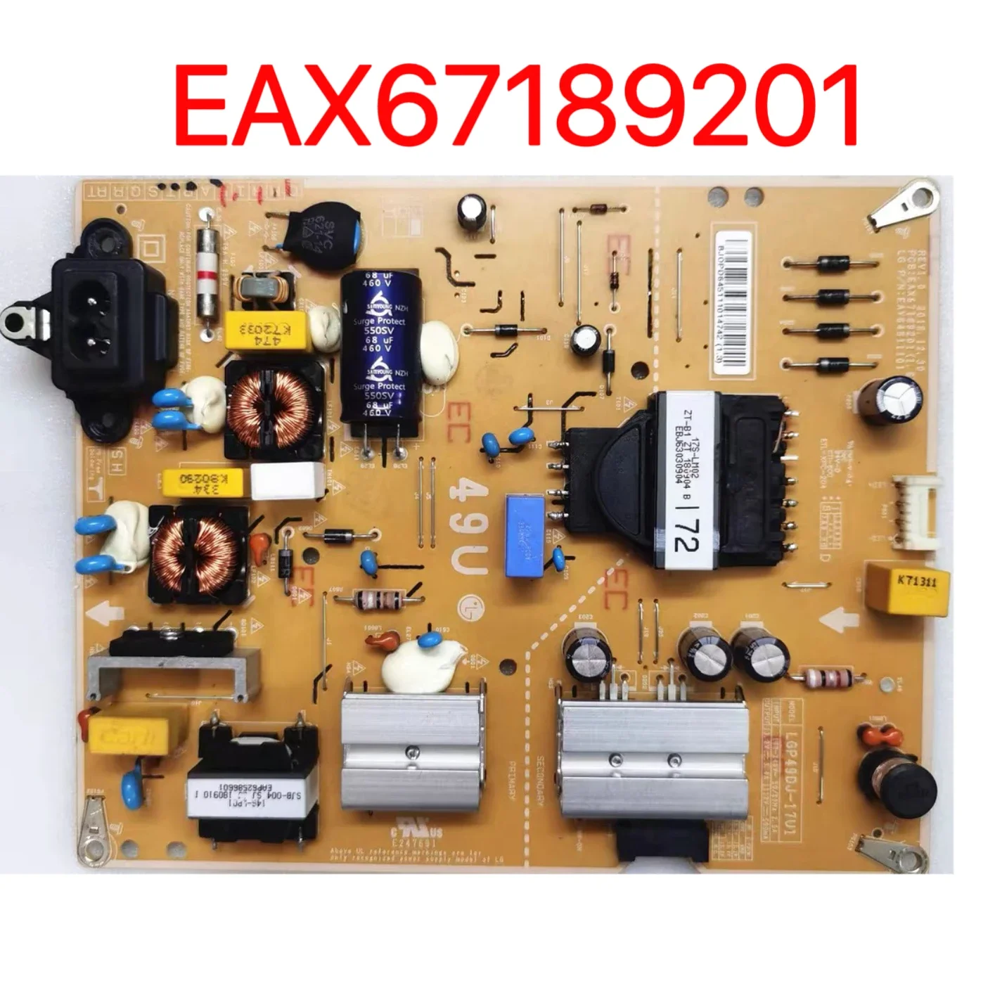 

Power Board Card Supply For LG LCD TV 49UJ6300 LGP49DJ-17U1 EAX67189201(1.6) EAY64511101