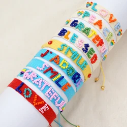 Go2BoHo Ribbon Fabric Bracelet Multicolor Boho Bohemian Jewelry Miyuki Bead Handmade Pulseras Love Letter for Women