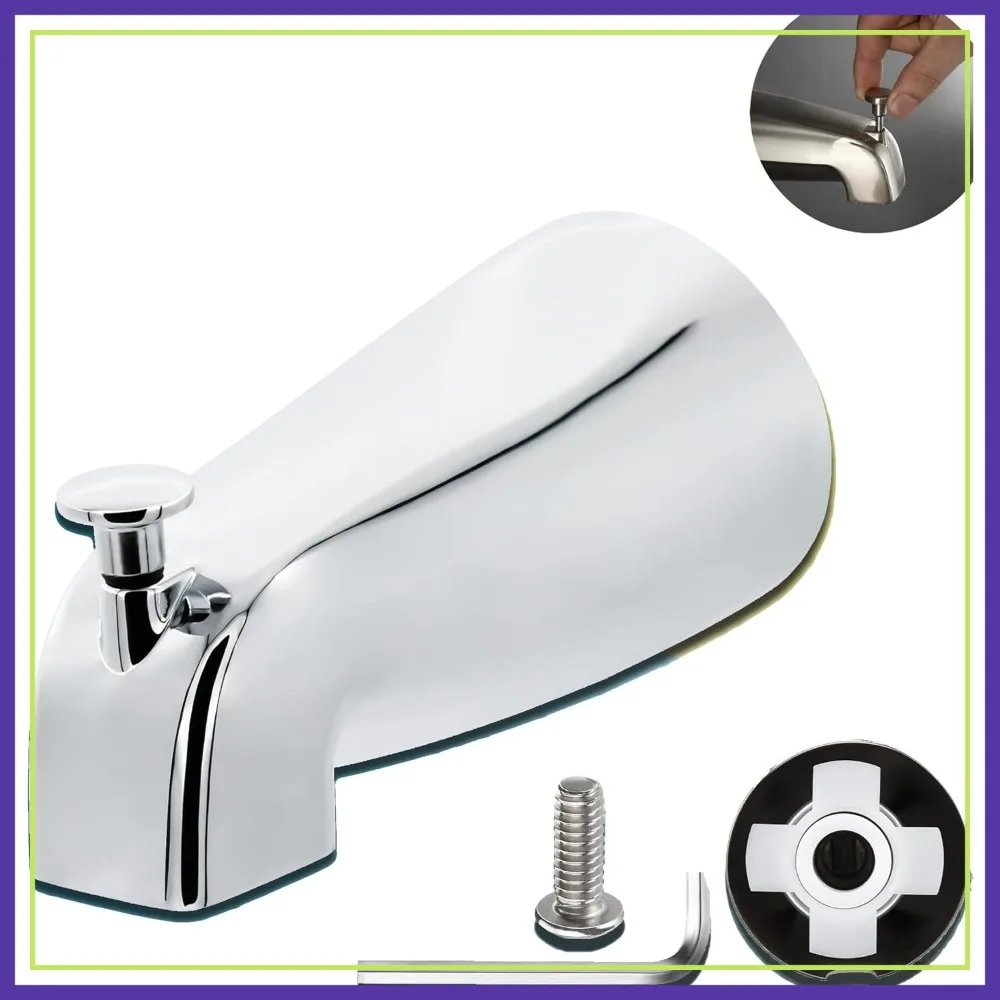 

Slip Fit Tub Spout with Pull-Up Diverter for 1/2" Copper Tube, 5.4" Length, Easy Install, Chrome, Thickened Design