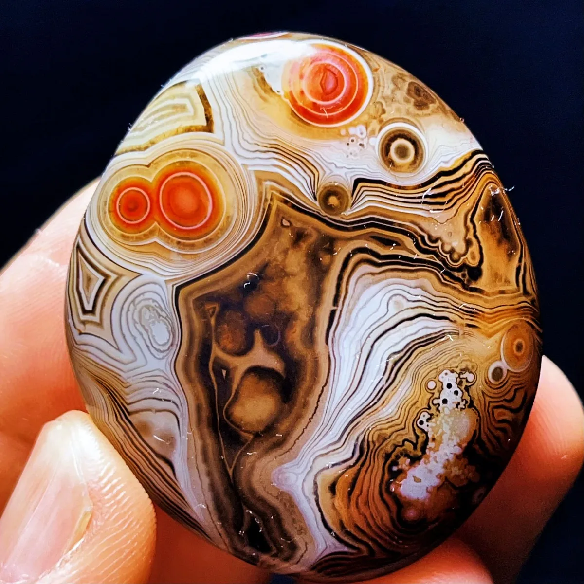 4PC Sunset Tone River Stone Banded Agate, Tumbled Polished Stone, Collectible, Natural Stone, Crystal Collection, Table Display