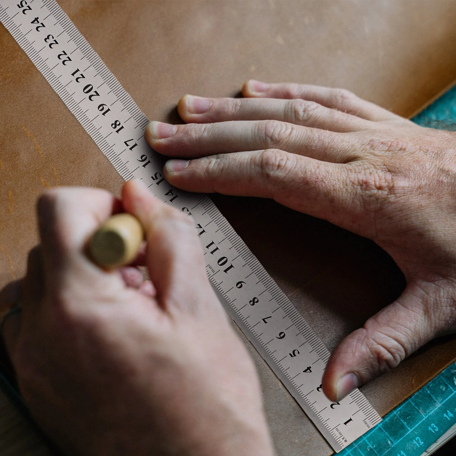 3Pcs Stainless Steel Ruler Metal Scale Dual Side Measure for Engineering School Office Drawing 20cm 30cm 40cm Thick