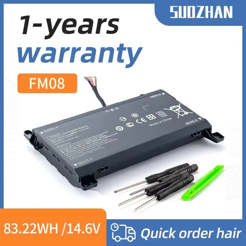 SUOZHAN FM08 12 Pin Connector Laptop Battery Replacement for H-P Omen 17-AN014NG TPN-Q195 Series Notebook 922976-855 Laptop Batt