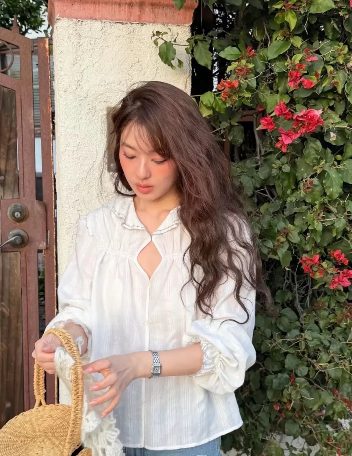 

Romantic Lace Trim Long Sleeve Shirt Preon Spring Summer Cute Style Loose Fit Pure Cotton Breathable V Neck Female Shirt