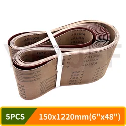 5PCS 1220x150mm Sanding Belts 6x48 Inch Aluminum Oxide Abrasive Belts for Wood Grinding Metal Polishing Belt Grinder Accessories