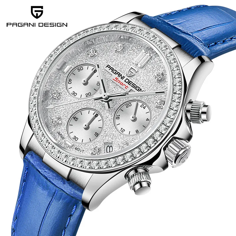 

PAGANI Design Brand 1730 Design Women Multifunctional Quartz Watch Chronograph Calendar Classic Leather Watches for Woman Reloj