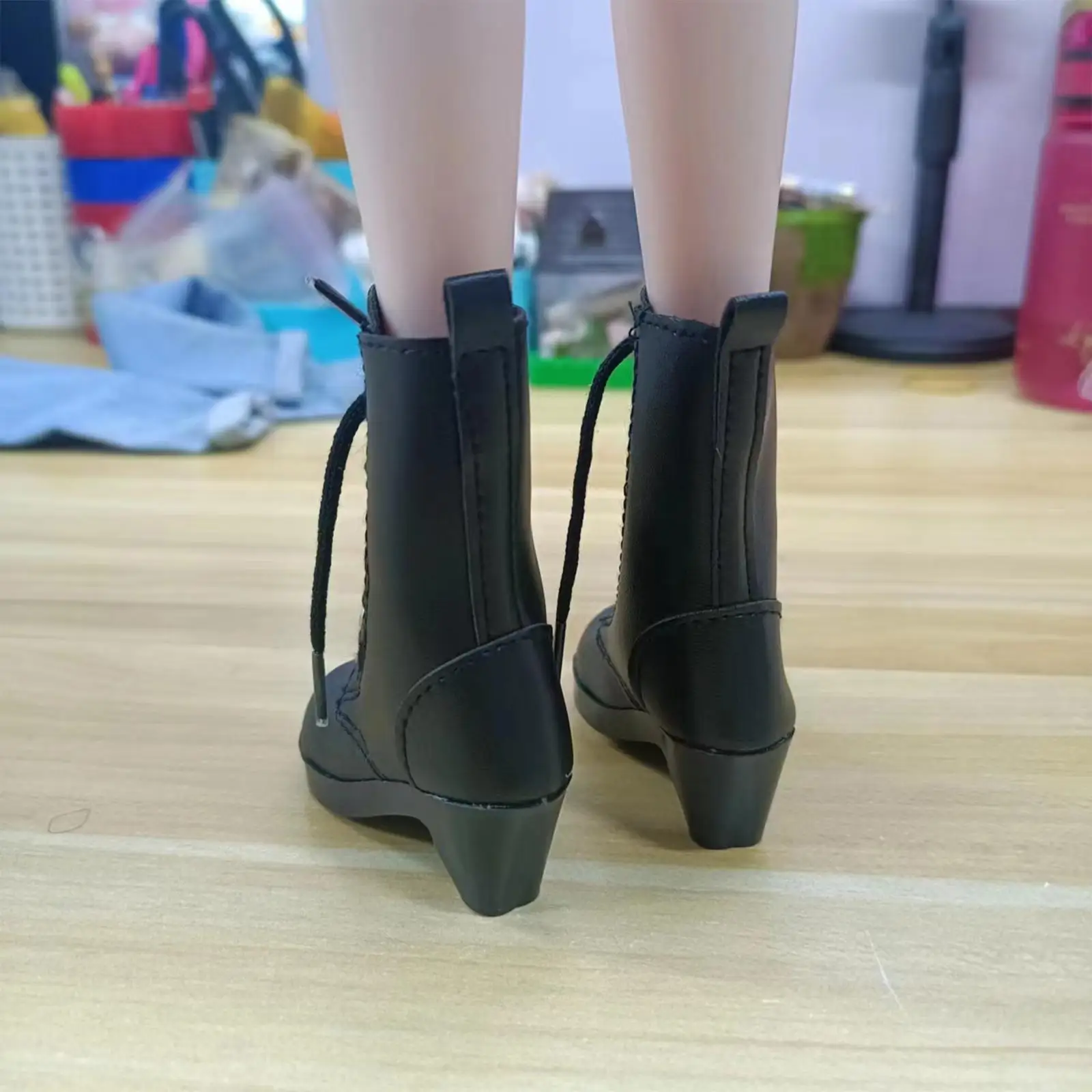 Fashionable Doll Boots Black PU Long Shoes for 1/3 Dolls 60cm BJD Daily Wear Clothes Accessories