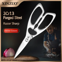 XINZUO 3CR13 Stainless Steel Powerful Kitchen Scissors Removable Scissors  For Chicken Vegetable Barbecue Fish Meat Turkey