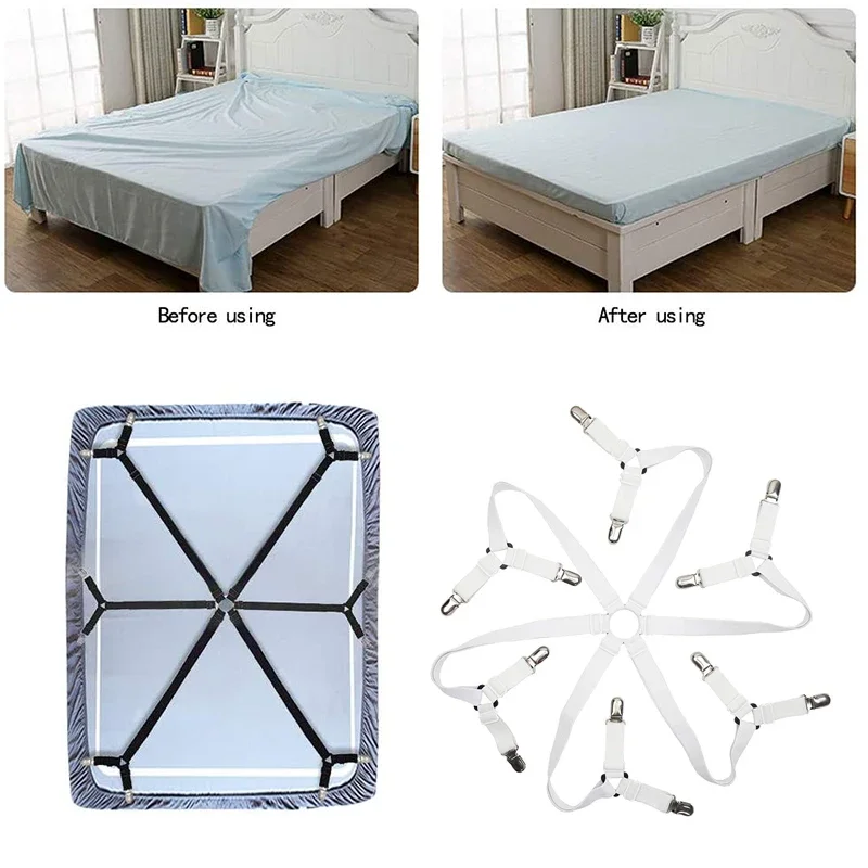 12 Clips Fixed Holder Adjustable Elastic Bed Sheet Holder Mattress Clip Fasteners Cover Blankets Grippers Fixing Non-Slip Strap