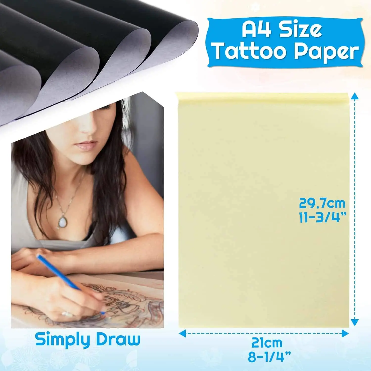 Tattoo Transfer Paper, Cridoz 10 Sheets Stencil Transfer Paper for Tattooing, A4 Size Audab Stencil Paper , 8 1/4\