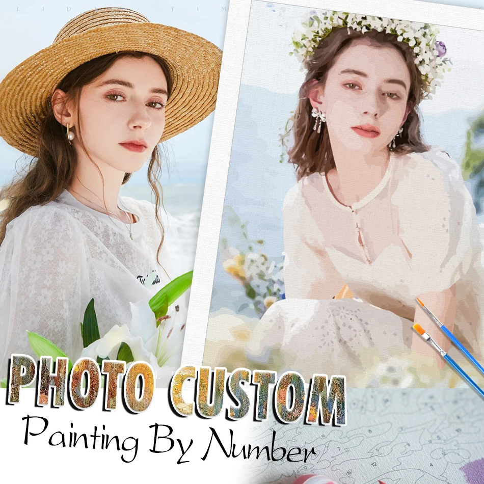 

CHENISTORY 24/36/48 Color Painting By Numbers Kits For Adults Family Portrait Animal Photos Handpainted Paints Kits For Home Art