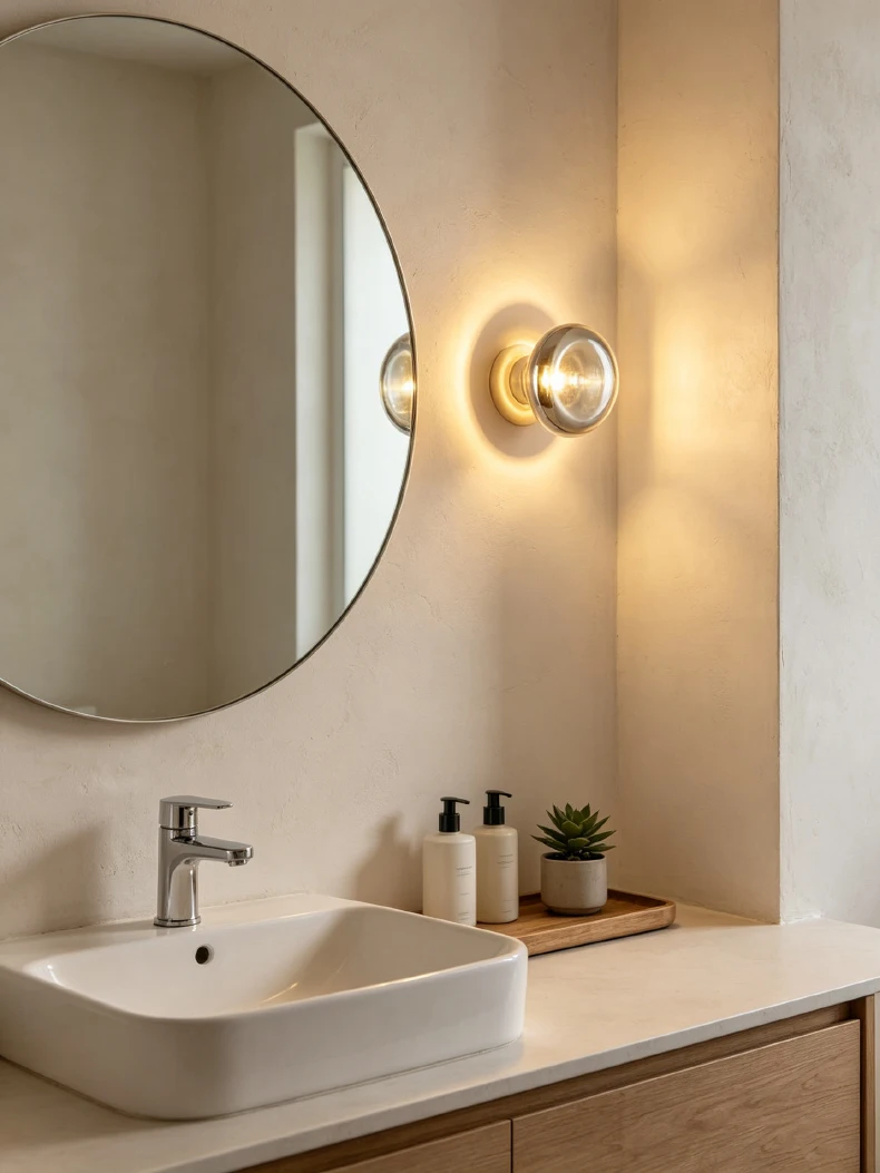 Grey Glass LED Wall Lamp Gold Aluminium Mini Light