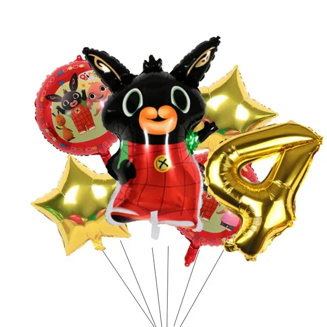 Cartoon Rabbit Birthday Number Balloons for Bings Red Rabbit 1 2 3th Foil Balloon Set Baby Shower Birthday Party Decoration