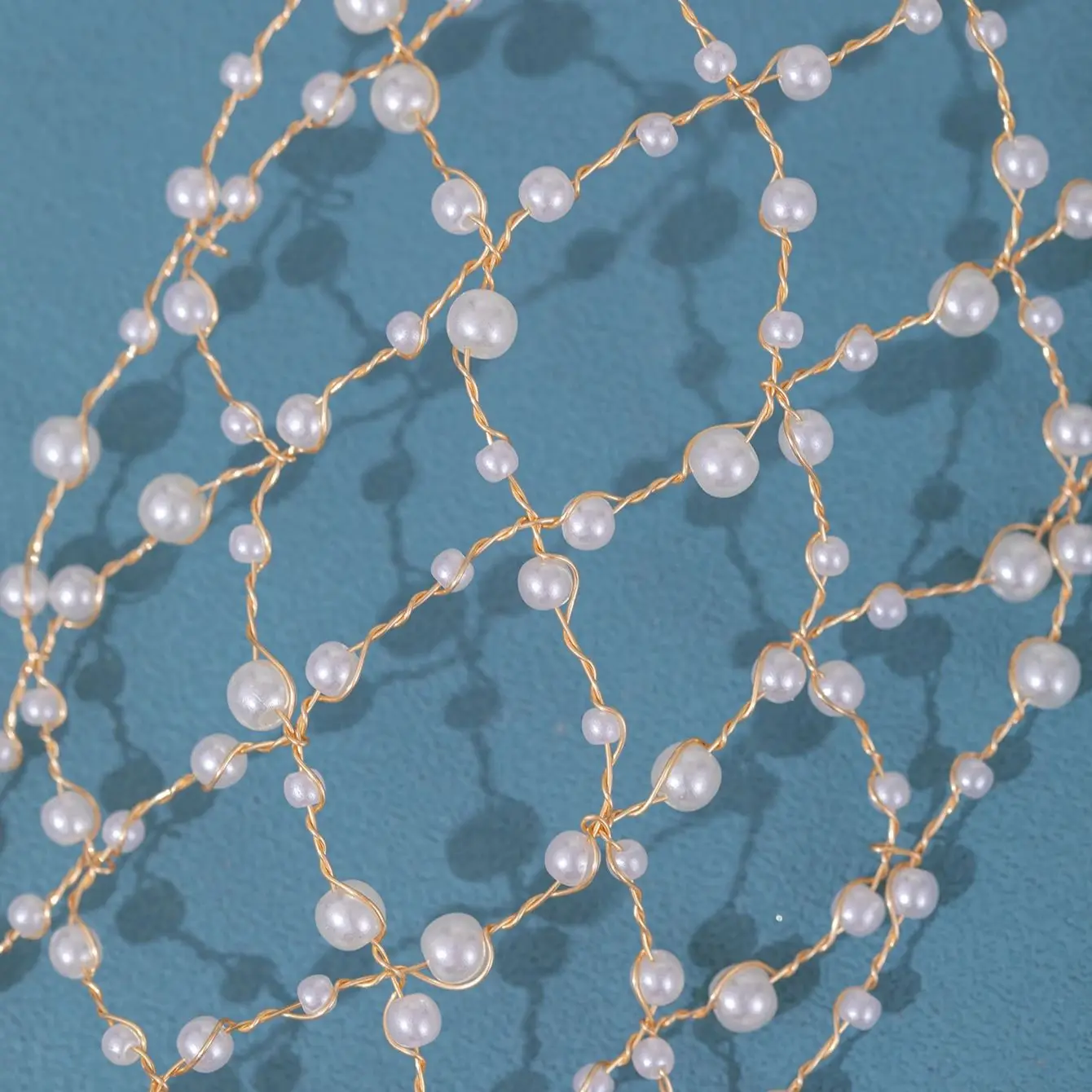 Pearl Headband Soft Chain Net Hairbands for Bride Wedding Party Hair Accessories Fashion Beaded Headdress Women Noiva Jewelry image 6