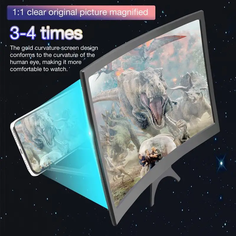 14 Inch 3D Cell Phone Screen Projector HD Expander Enlarge Curved Screen Magnifier Amplifier for Mobile Phone Video