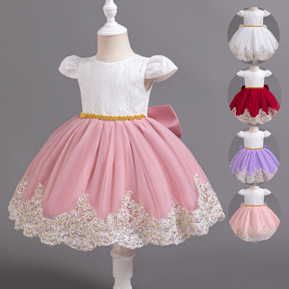 

Baby Girl Dress Party Dresses For Girls 1 Year Birthday Princess Wedding Dress Lace Christening Gown Baby Pink Baptism Clothing