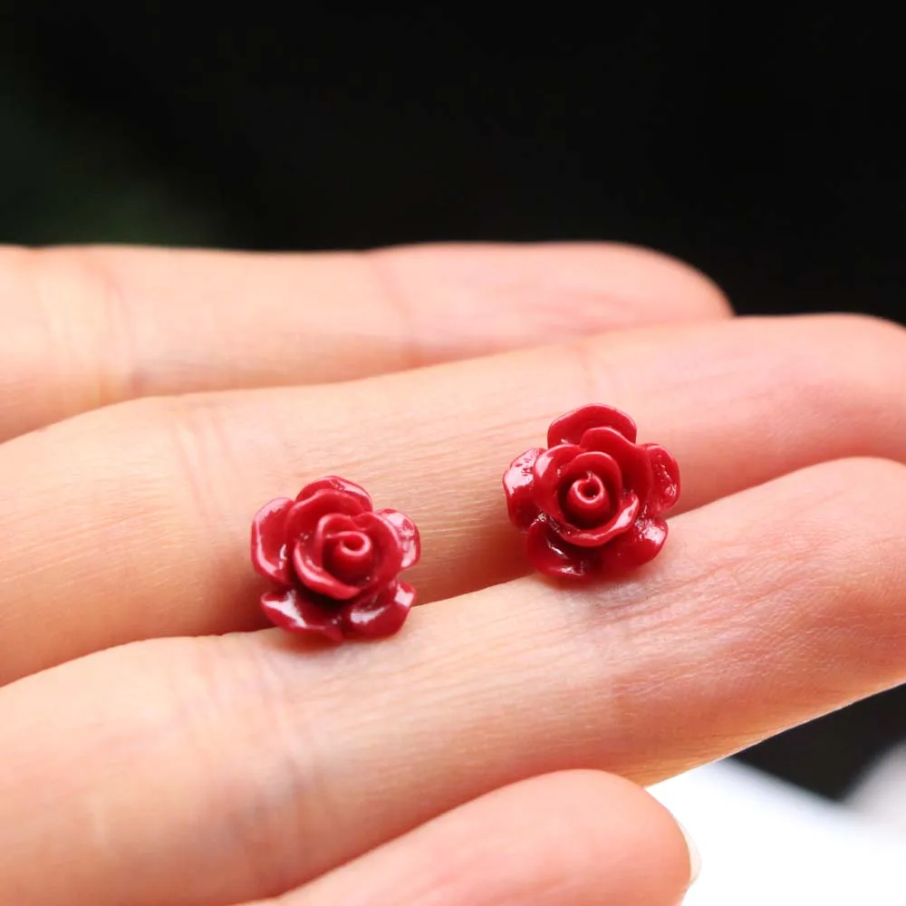 20pcs 10mm Artificial Coral Beads Camelia Flower Fashion Bead Red Black Pink Mix Colors for Jewelry Bracelet Making DIY