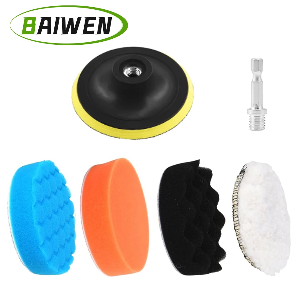 4 Inch Car Sponge Polishing Pad Waxing Buffing Sponge Pads Car Beauty Set Electric Drill Polishing With M10 Drill Adapter
